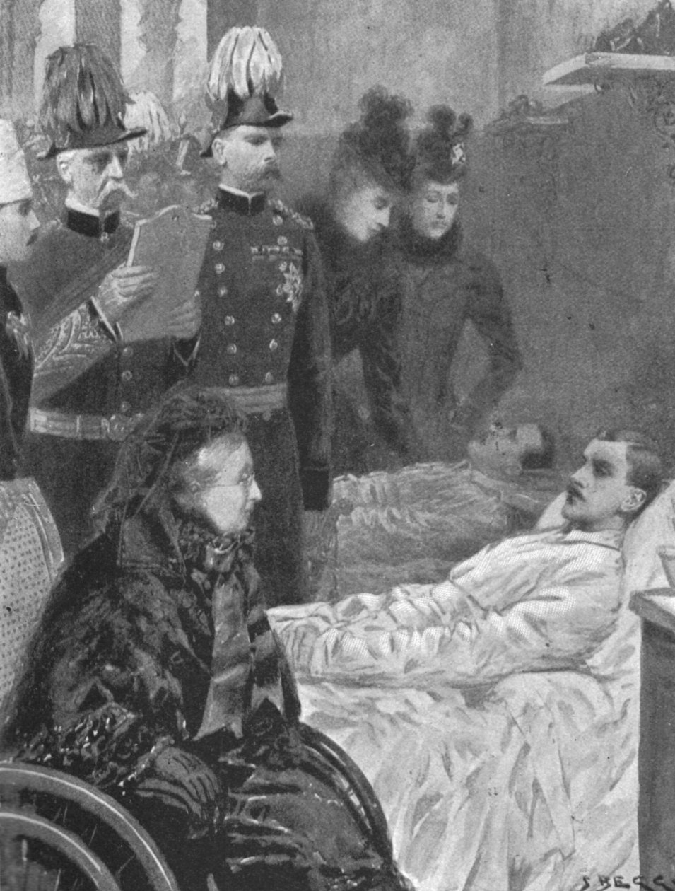 La regina Vittoria visita i soldati feriti nelle campagne di frontiera indiane, 1898, 1901 da Samuel Begg
