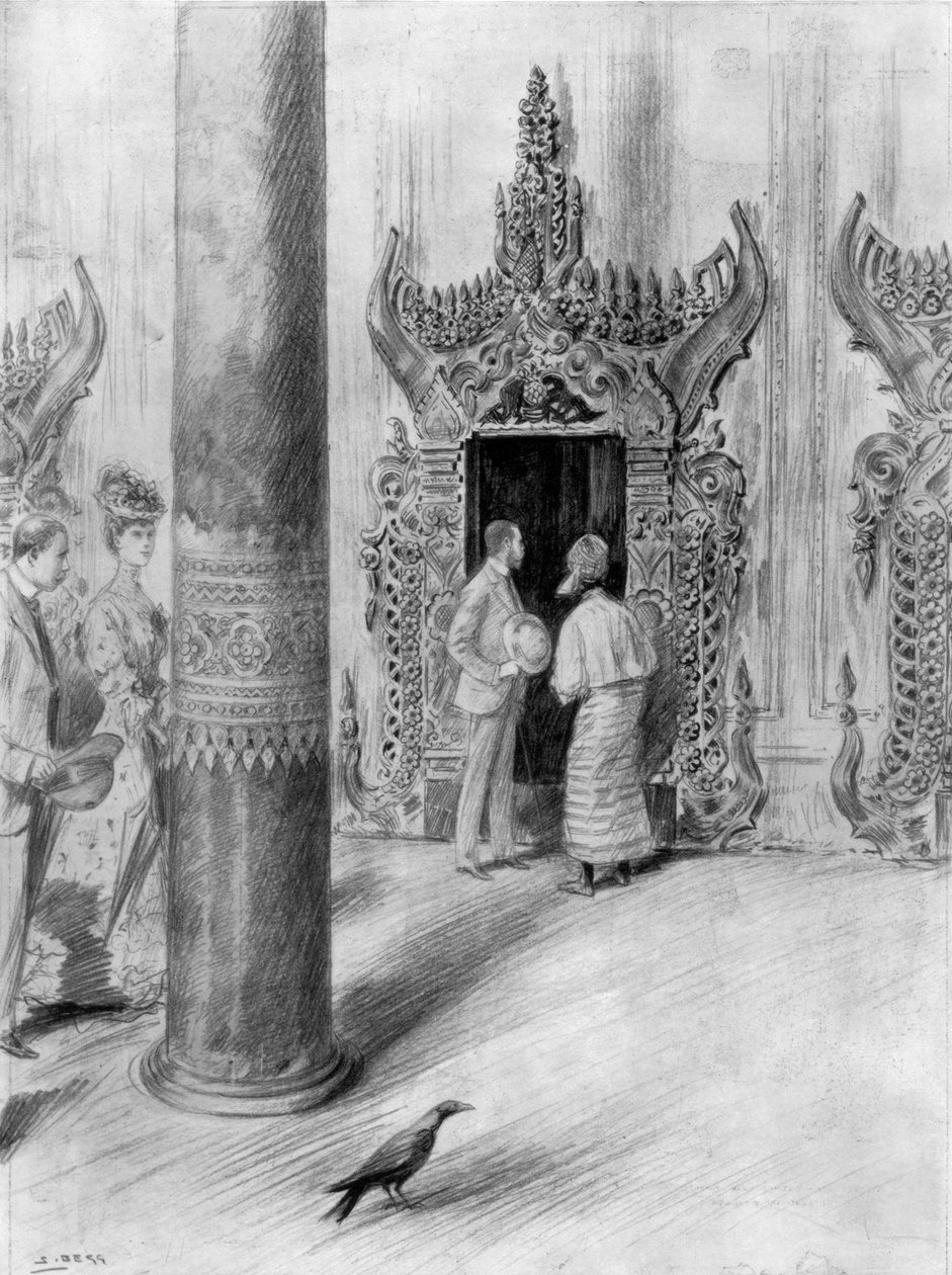 Il Principe e la Principessa del Galles nel palazzo di Re Theebaw, Mandalay, Birmania, 1906 da Samuel Begg