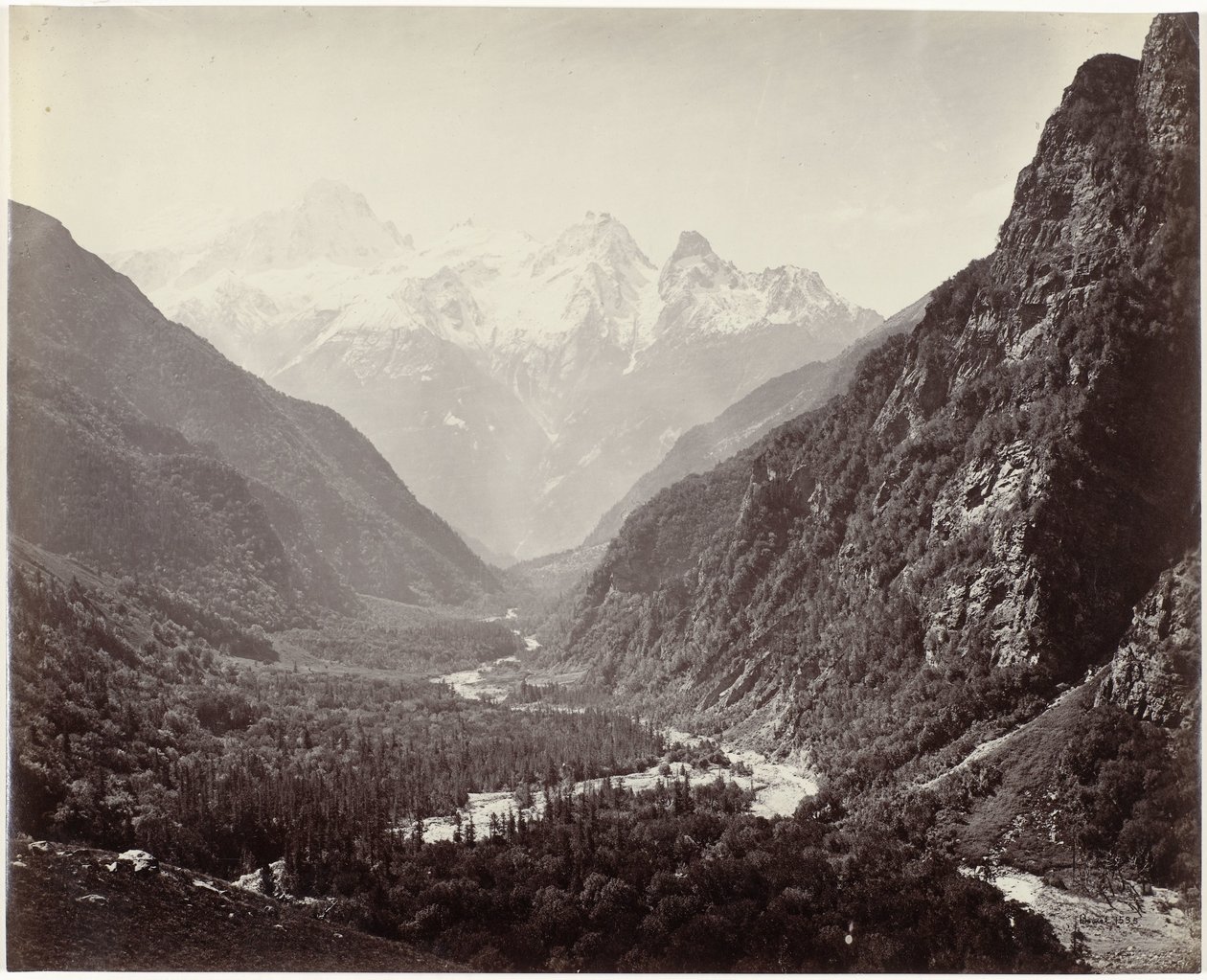 Vista di una valle e delle cime dello Srikanta, India da Samuel Bourne (signed by artist)