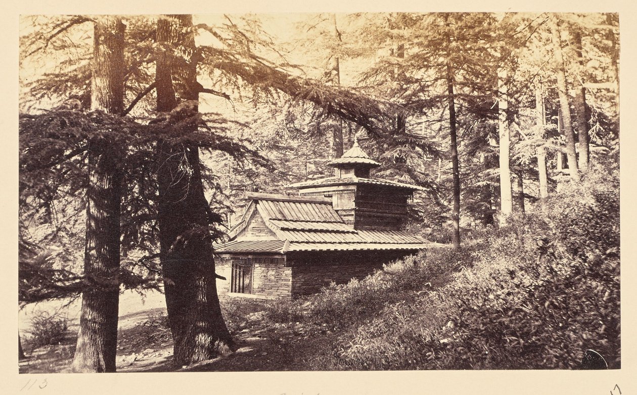 Simla; Tempio vicino alla cascata da Samuel Bourne