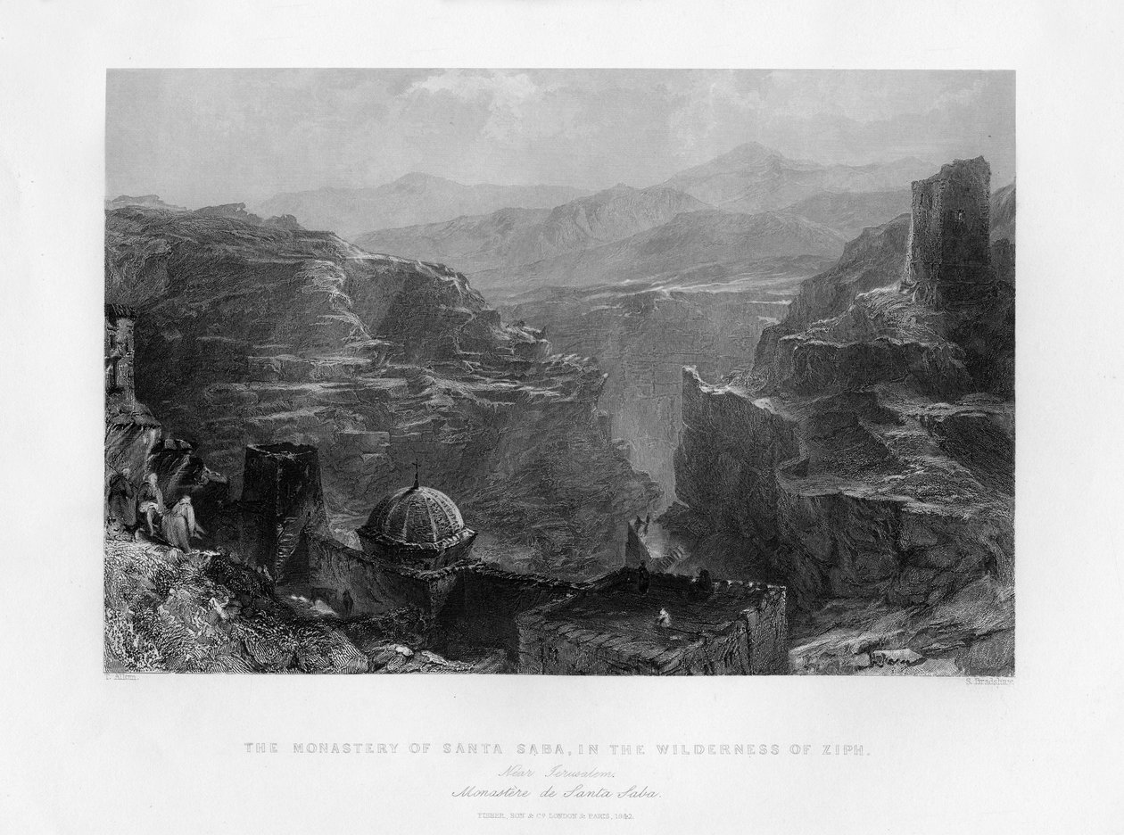 Il Monastero di Santa Saba Mar Saba, Israele, 1841 da Samuel Bradshaw