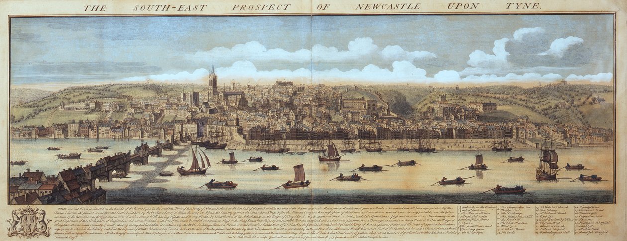 Prospetto Sud-Est di Newcastle Upon Tyne da Samuel Buck