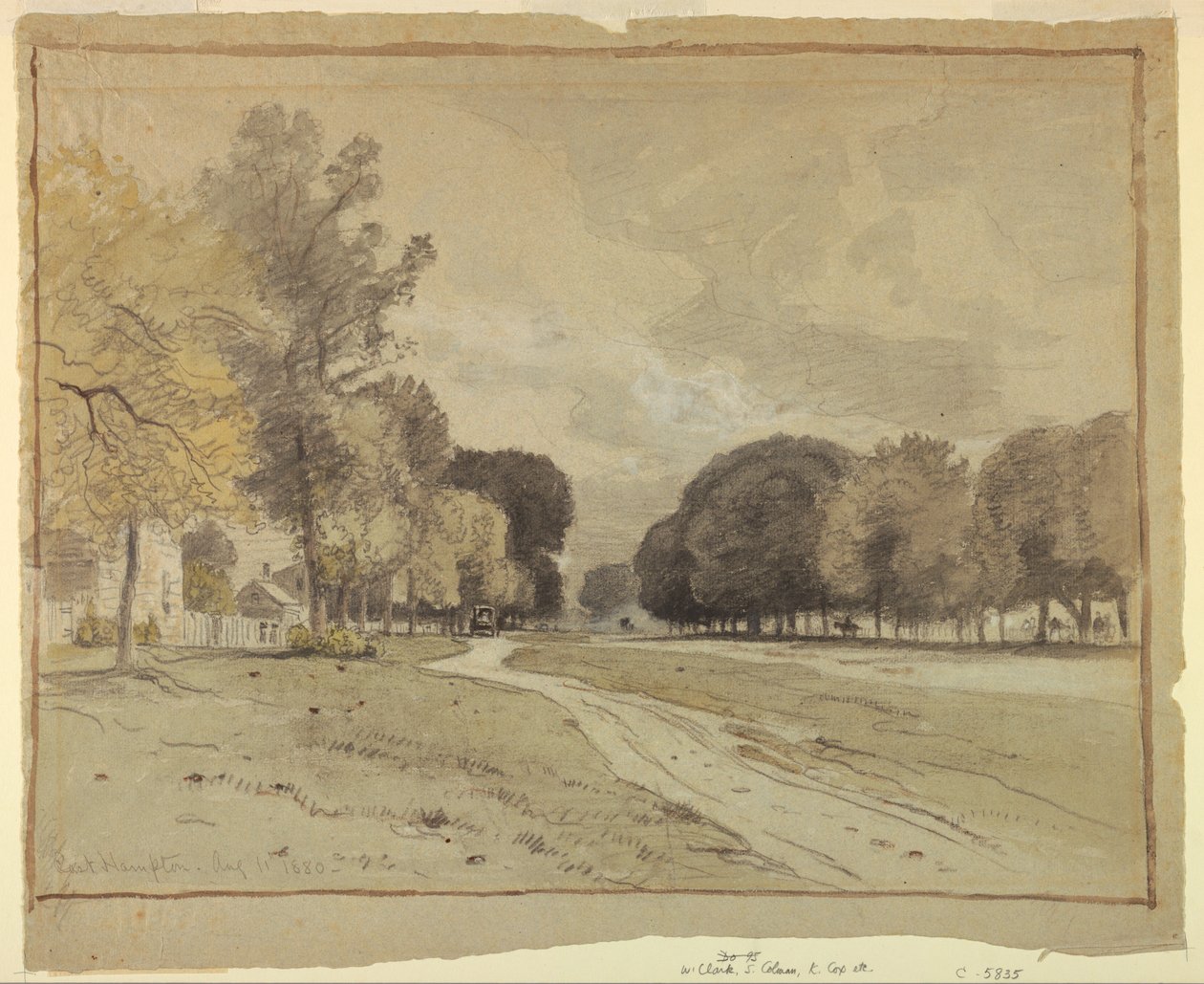 Disegno, Main Street, East Hampton, Long Island, 11 agosto 1880 da Samuel Colman