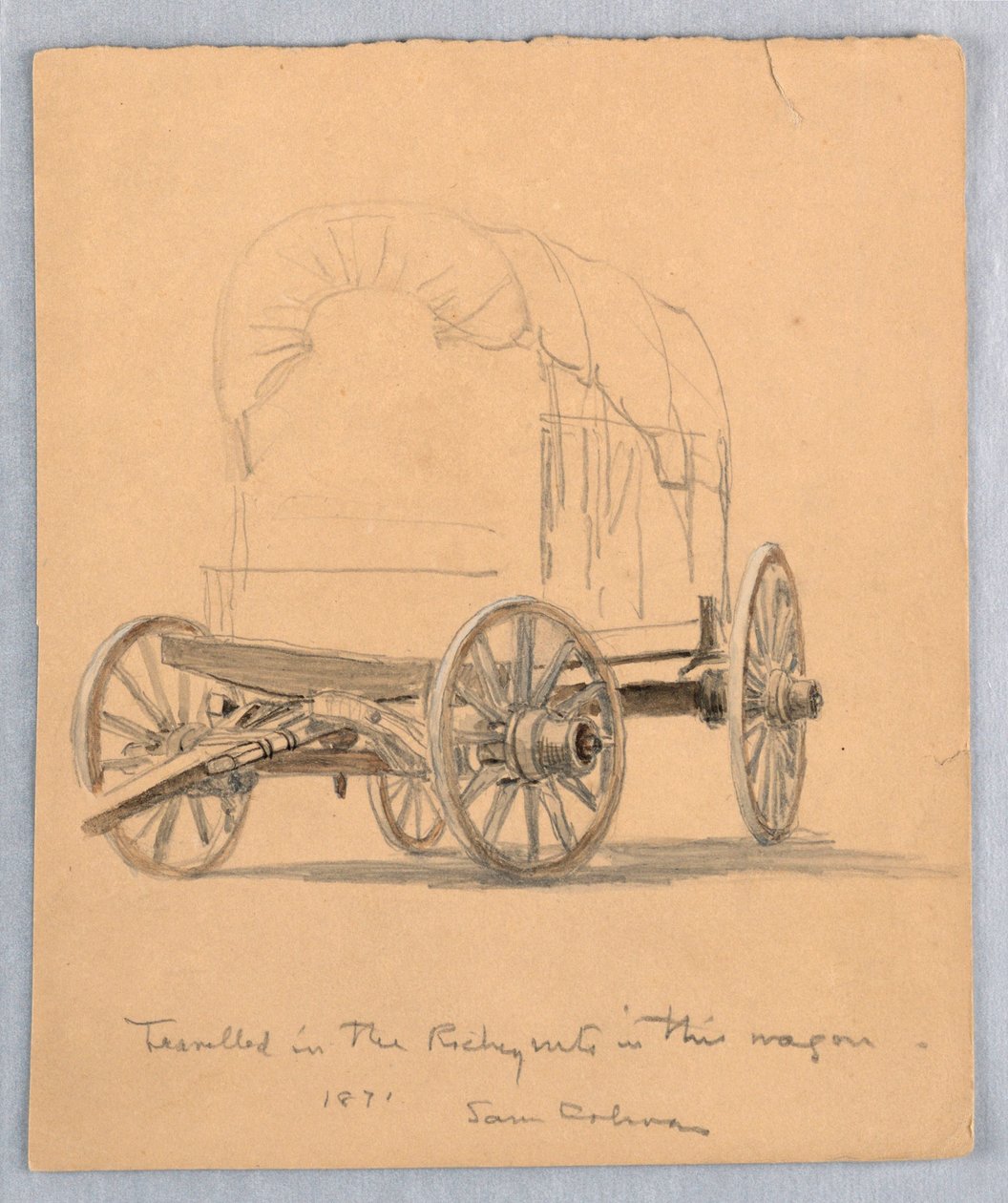 Disegno, studio di carri coperti, 1871 da Samuel Colman
