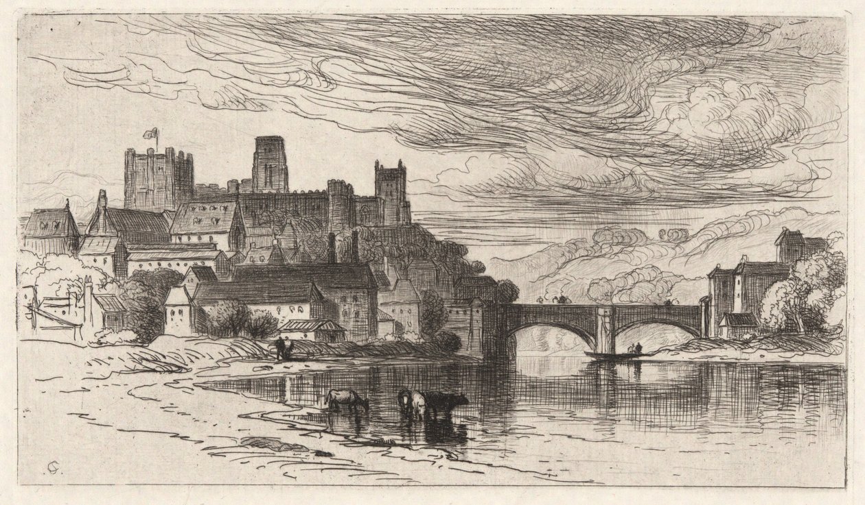 Durham, Inghilterra (Lo splendore cade sulle mura del castello) da Samuel Colman