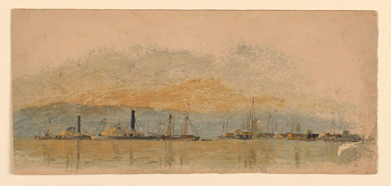 Vaporetti e Navi su un Fiume da Samuel Colman