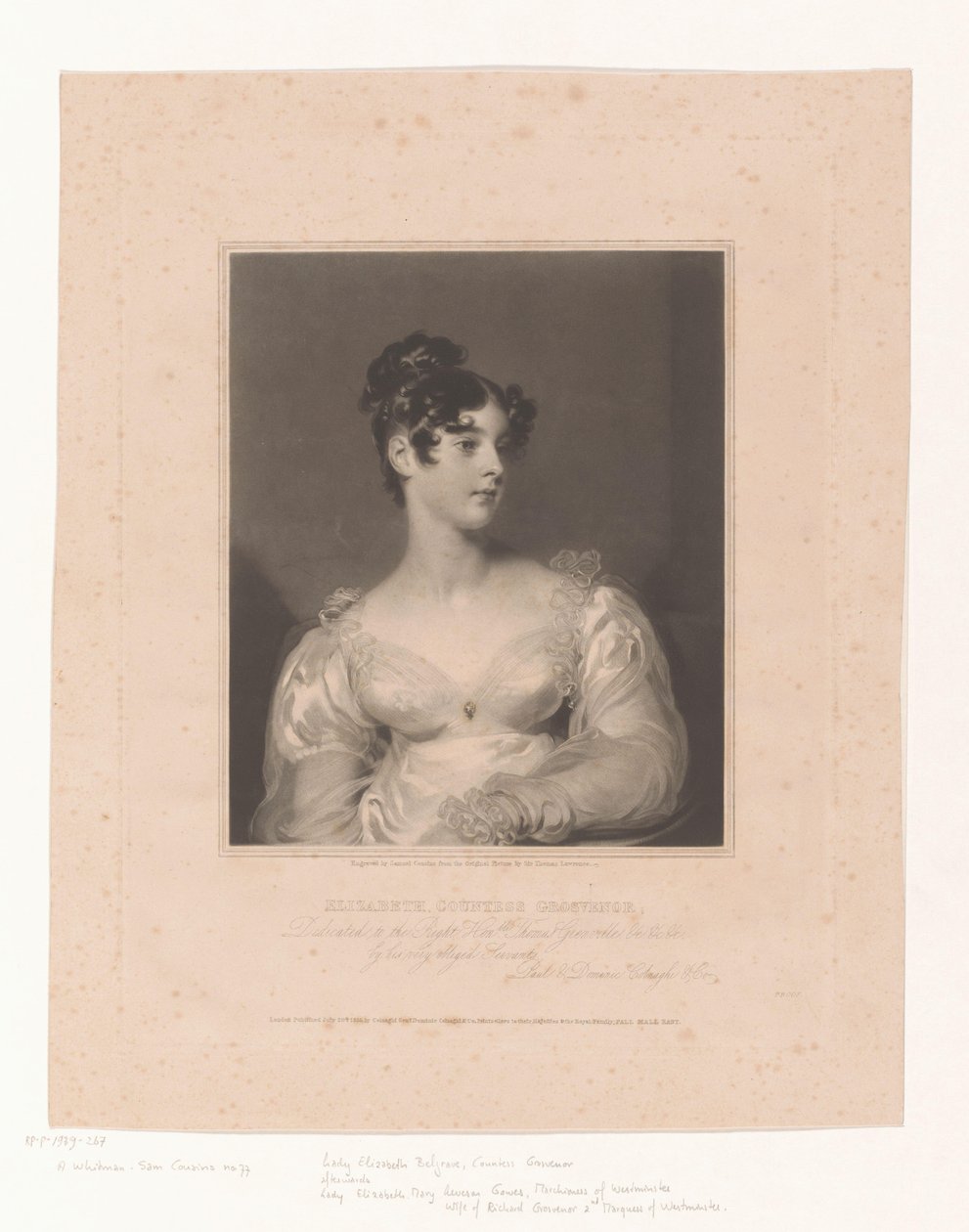 Ritratto di Elizabeth Leveson-Gower da Samuel Cousins