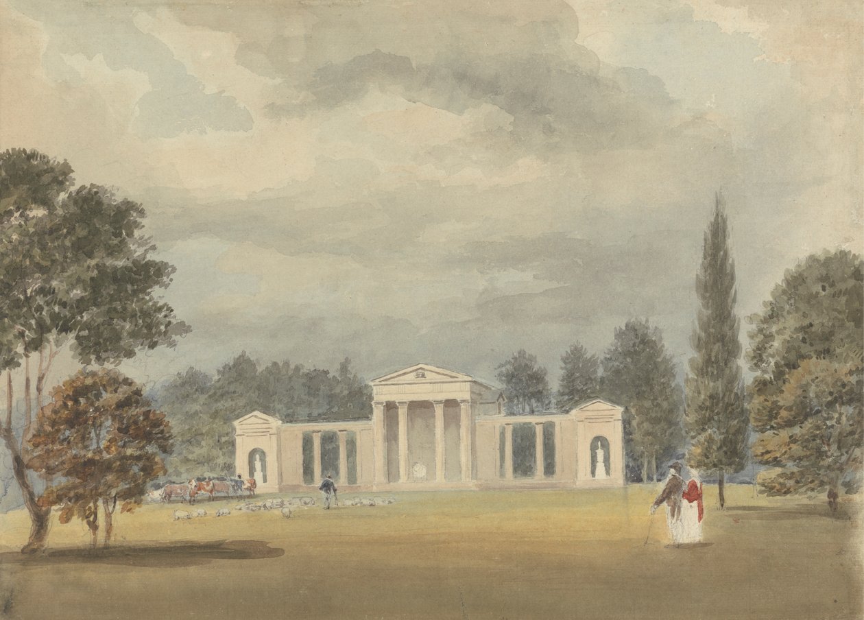 Chiesa parrocchiale, vista frontale e parziale destra, Ayot St. Lawrence, Hertfordshire da Samuel Davis