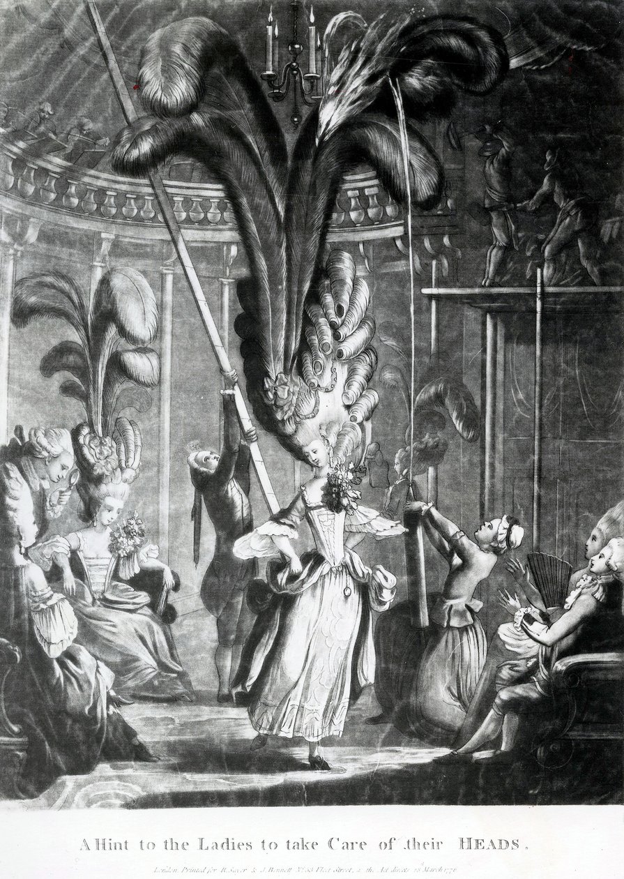 Un suggerimento alle signore di prendersi cura delle loro teste, pubblicato da Sayer e Bennett (1774-1786), 1776 da Samuel Hieronymous Grimm