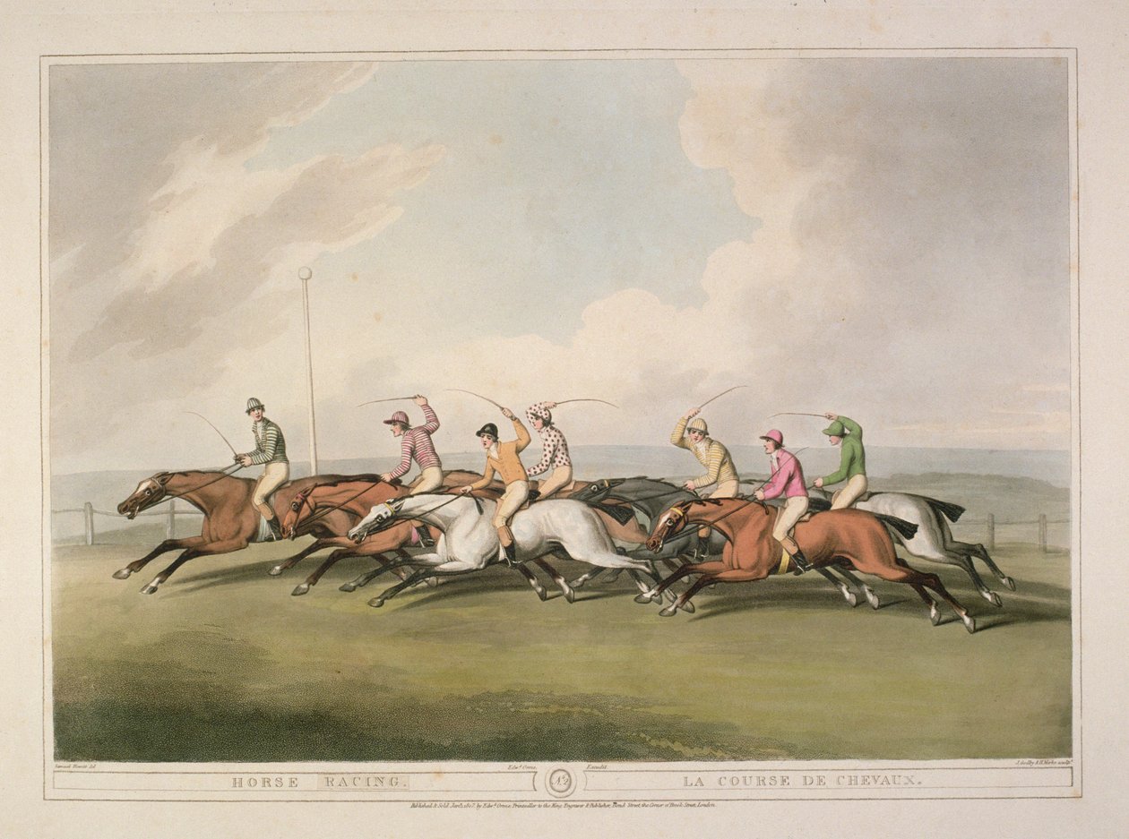 Corse di cavalli dalla Collezione di stampe sportive britanniche di Orme, 1807 da Samuel Howett