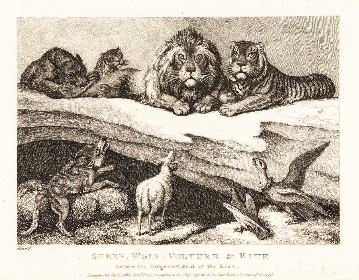 Un processo tra animali, con leone e tigre come giudici da Samuel Howitt