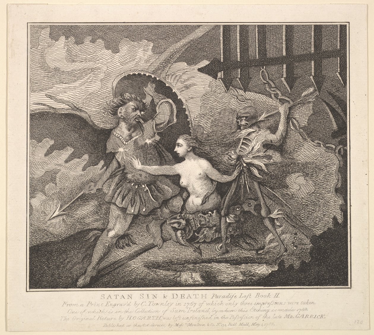 Satana, Peccato e Morte da Paradise Lost, Libro II, 1 maggio 1788 da Samuel Ireland