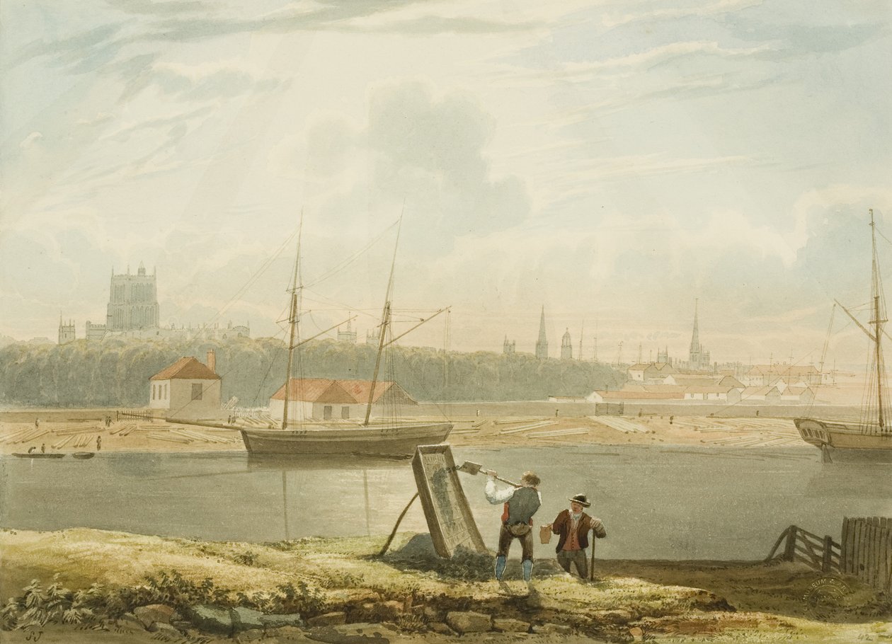 Veduta del porto galleggiante con la cattedrale e le chiese della città, c.1825 da Samuel Jackson