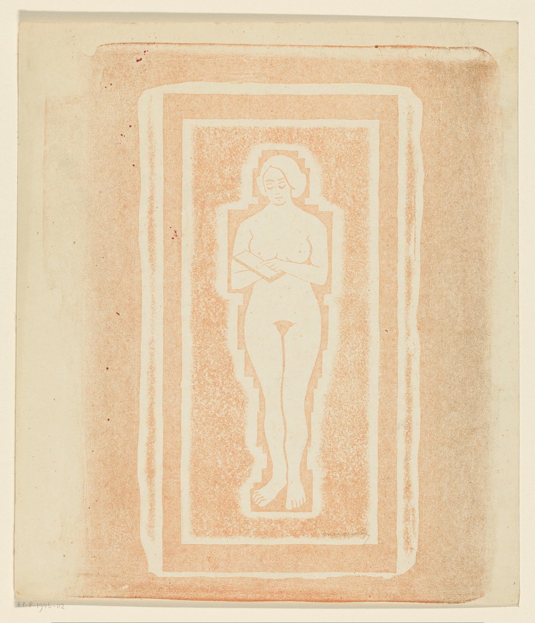 Nudo con libro o lastra di pietra in mano da Samuel Jessurun de Mesquita (signed by artist)