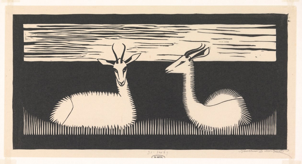 Due gazzelle da Samuel Jessurun de Mesquita (signed by artist)