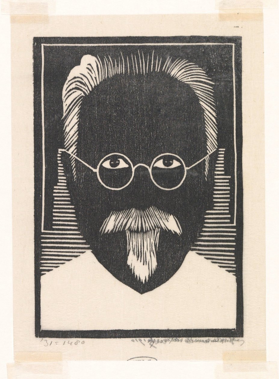 Autoritratto con occhiali e barba da Samuel Jessurun de Mesquita (signed by artist)