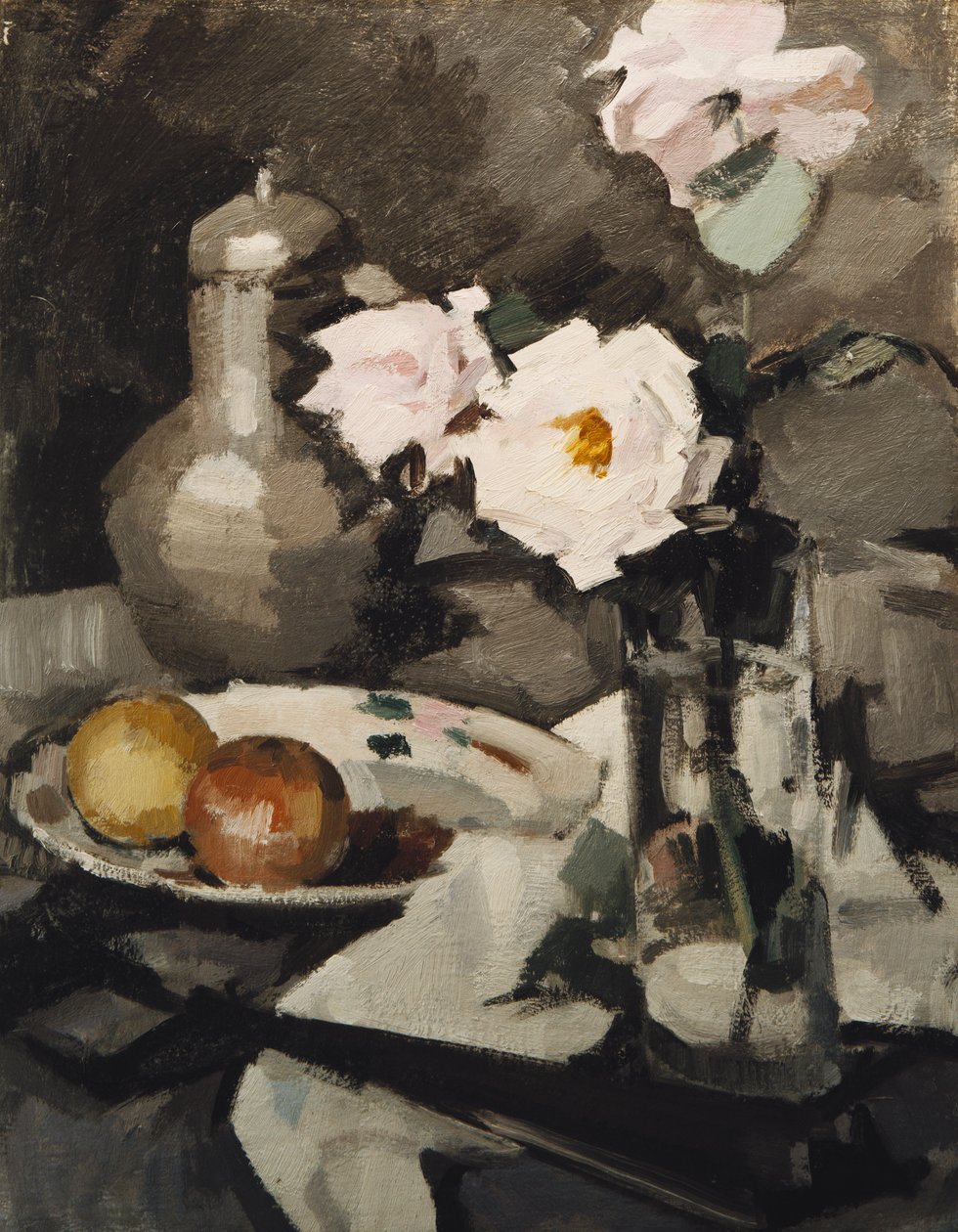 Rose rosa in un vaso di vetro, c. 1924 da Samuel John Peploe