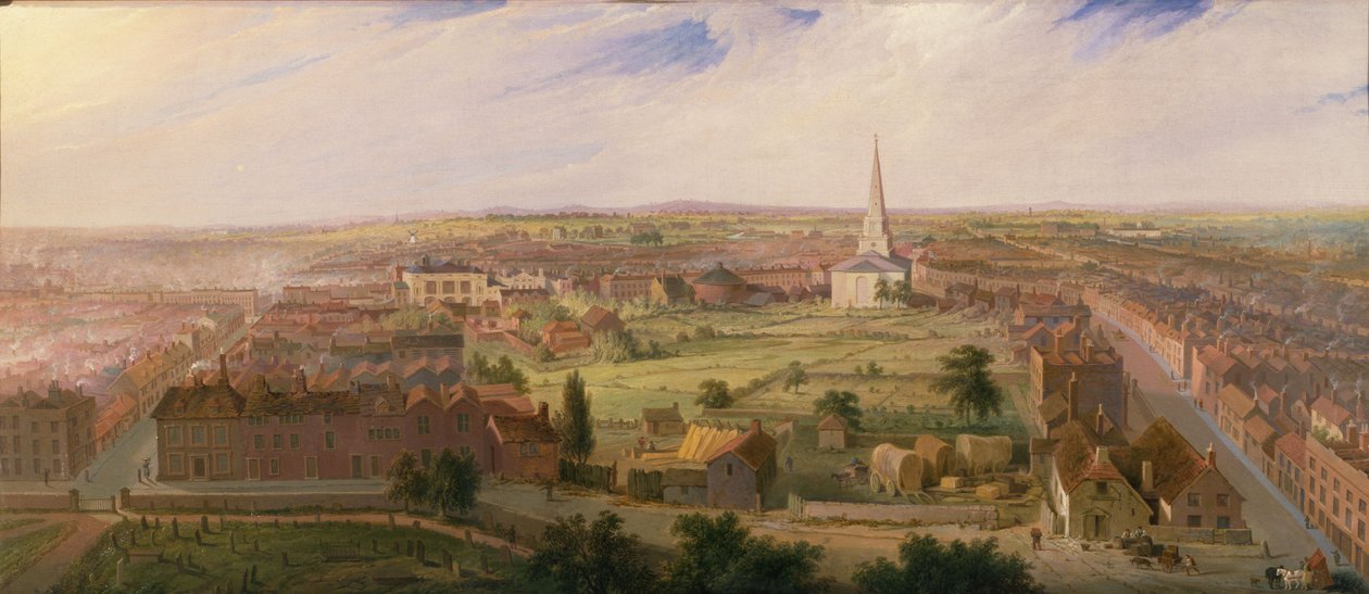 Birmingham dalla cupola della Chiesa di San Filippo, 1821 da Samuel Lines