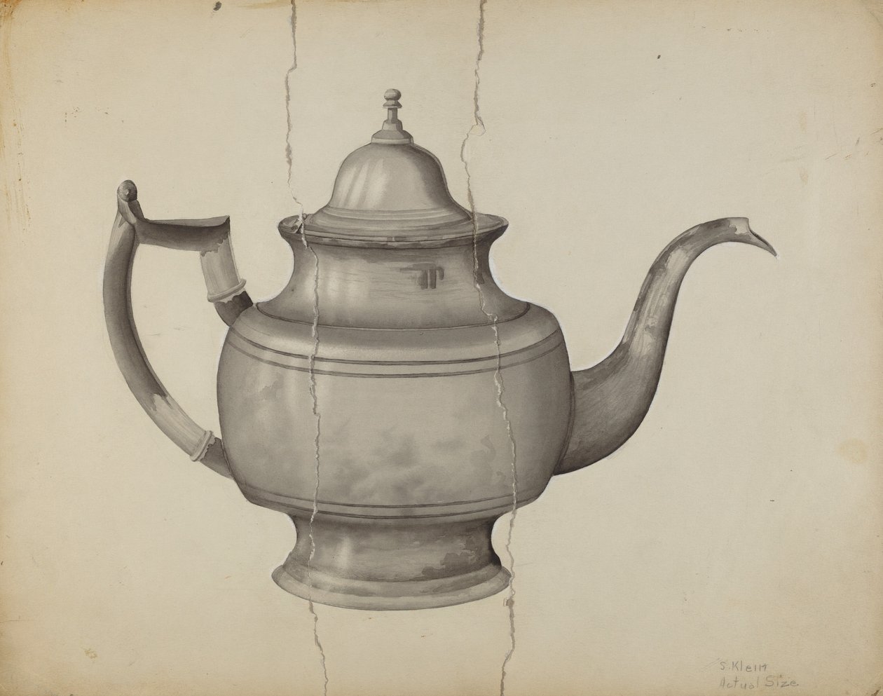 Teiera di peltro da Samuel O. Klein