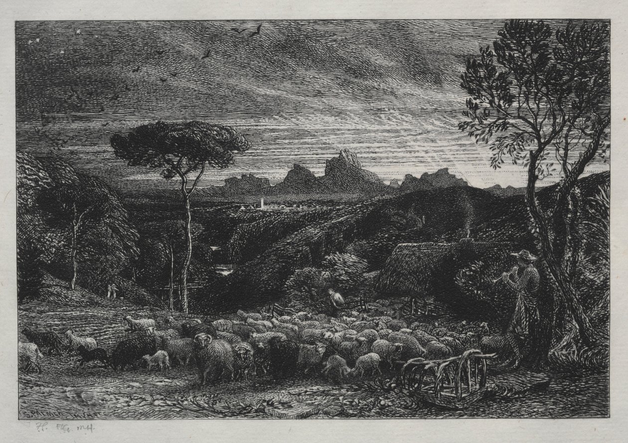 Aprire il gregge, 1880 da Samuel Palmer