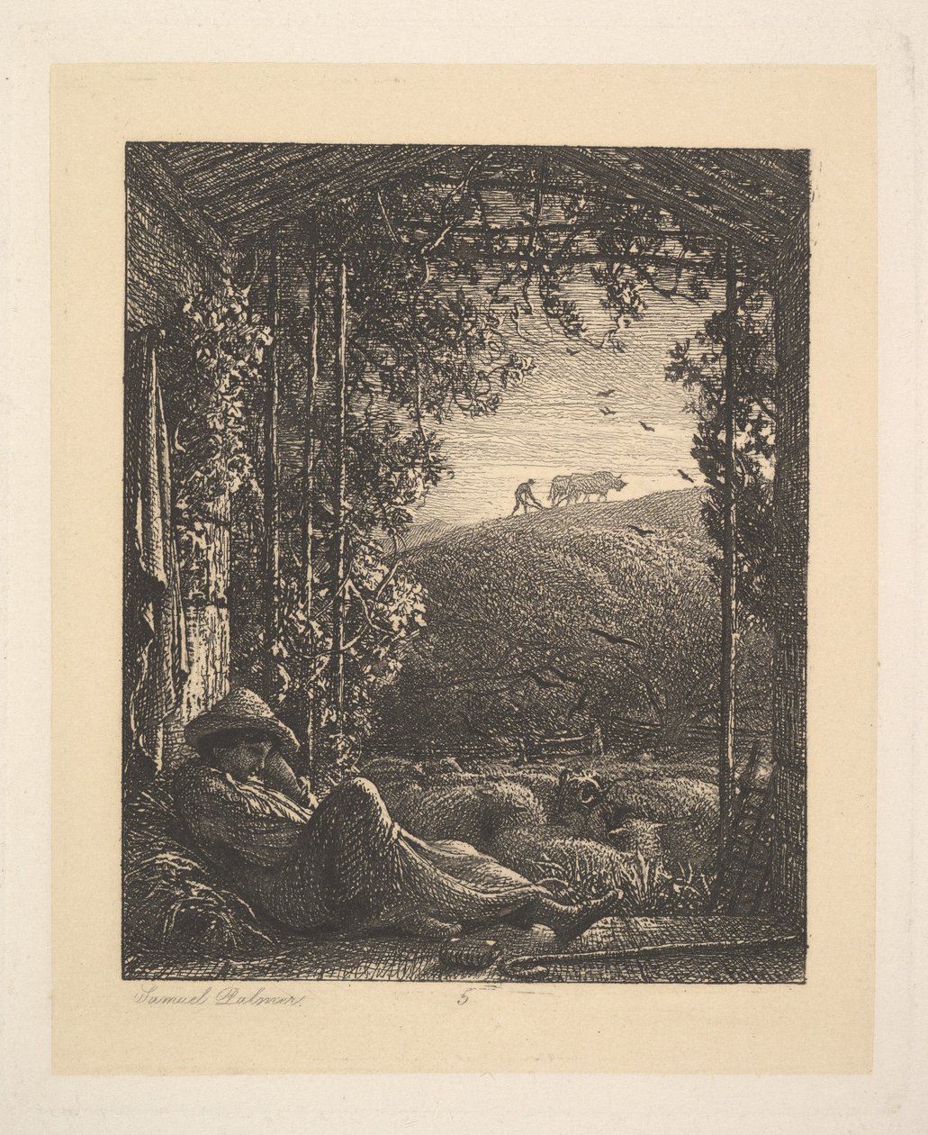 Il Pastore Dormiente, Prima Mattina, 1857 da Samuel Palmer