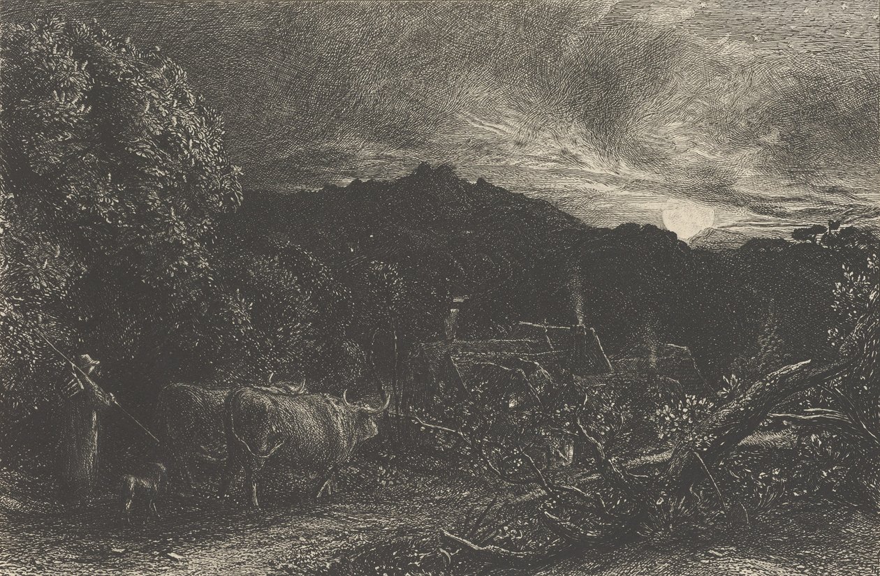Il contadino stanco, o Il mandriano, o Tardus Bubulcus, iniziato nel 1858 da Samuel Palmer