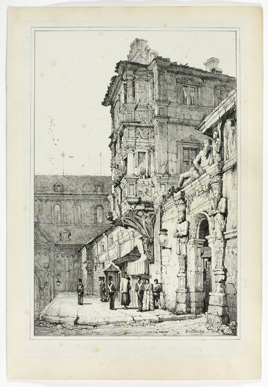Ancien Palais, Bamberg, da facsimili di schizzi realizzati nelle Fiandre e in Germania da Samuel Prout