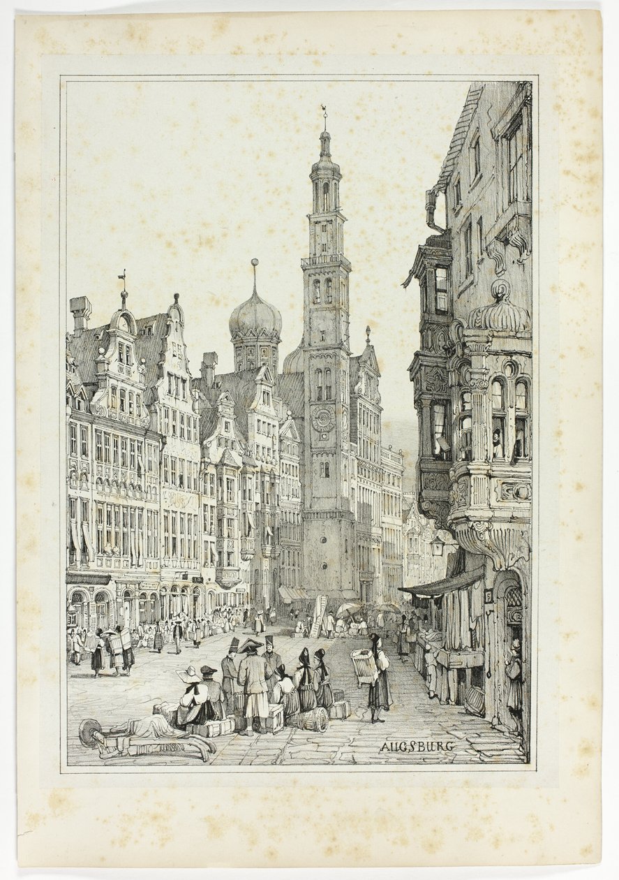 Augsburg, da facsimili di schizzi realizzati nelle Fiandre e in Germania da Samuel Prout