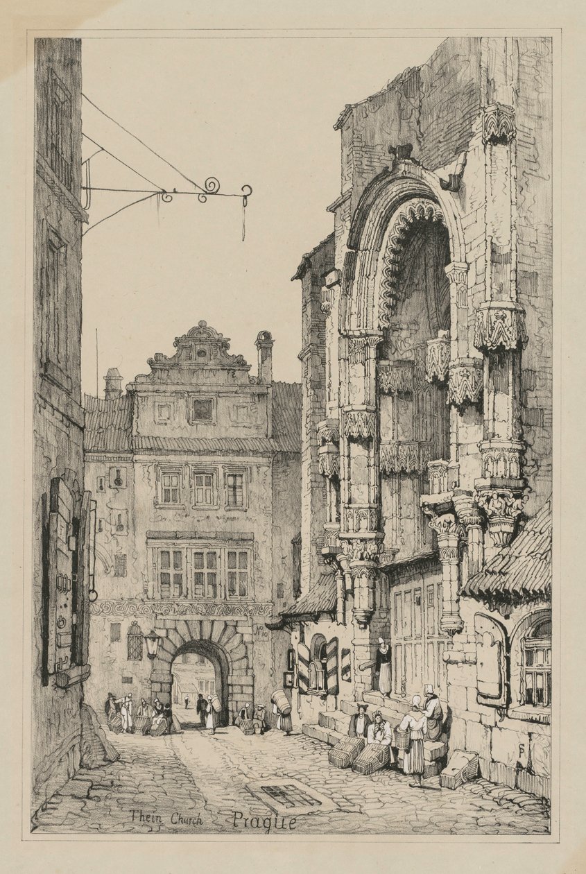 Facsimili di schizzi fatti nelle Fiandre e in Germania: Chiesa di Thein, Praga da Samuel Prout