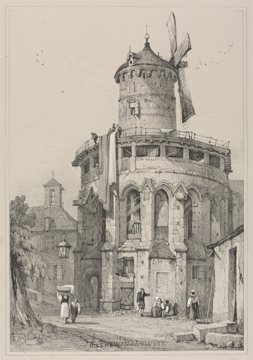Facsimili di schizzi fatti nelle Fiandre e in Germania: Sulle mura, Colonia, 1833 da Samuel Prout