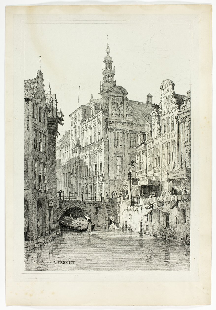 Hotel de Ville, Utrecht, da facsimili di schizzi realizzati nelle Fiandre e in Germania da Samuel Prout