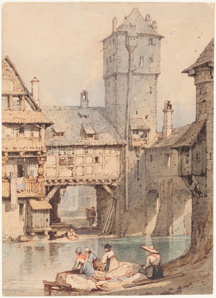 Lavandaie davanti alla Wasserturm, Norimberga da Samuel Prout