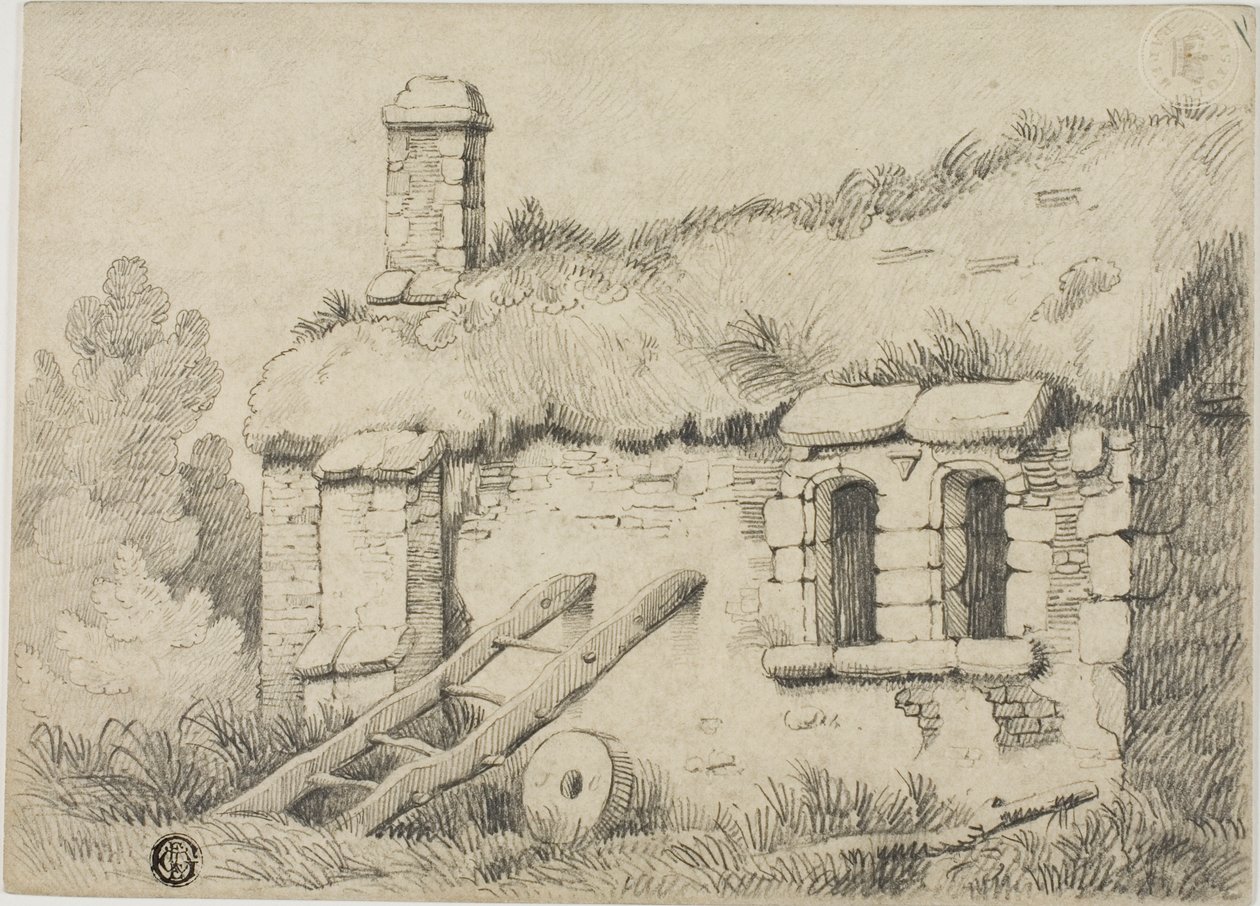 Cottage con tetto di paglia da Samuel Prout