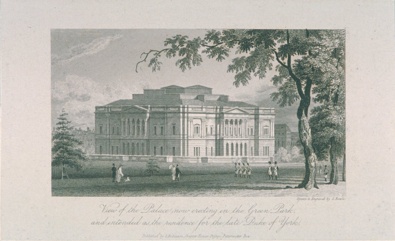 Veduta di York House e Green Park, c.1800 da Samuel Rawle