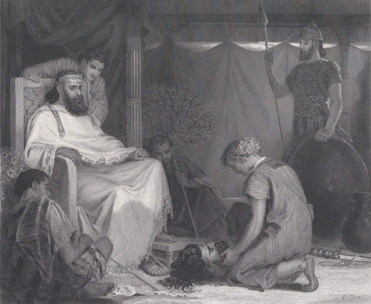 Davide portato davanti a Saul, da The Art Journal, opposto p. 100, aprile 1871 da Samuel S. Smith