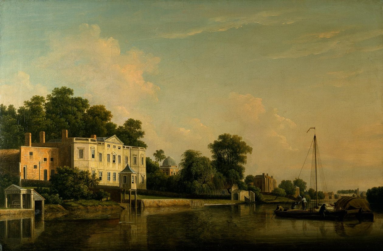 Una veduta della villa di Alexander Pope, a Twickenham, sulle rive del Tamigi. da Samuel Scott