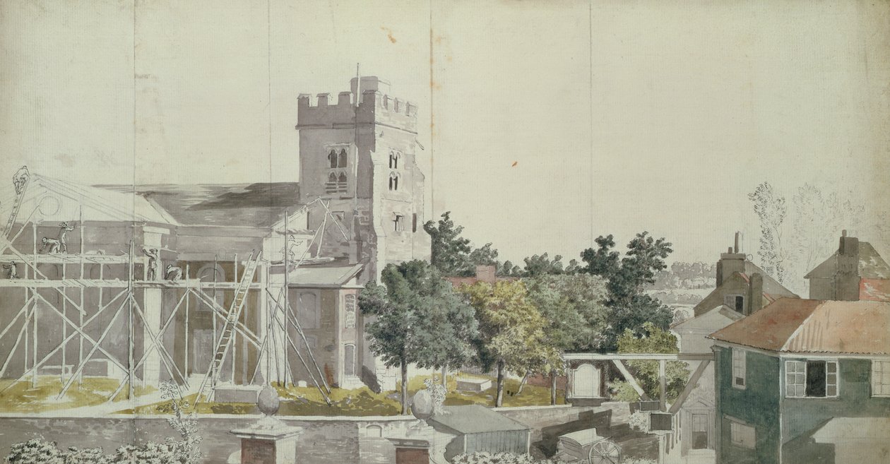 Chiesa di Twickenham sotto impalcature, XVIII secolo da Samuel Scott