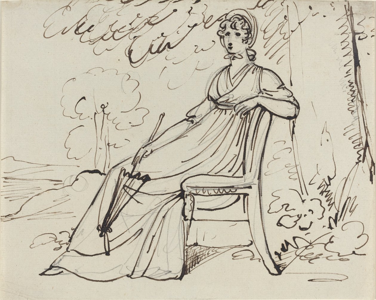 Signora seduta con un parasole da Samuel Woodforde