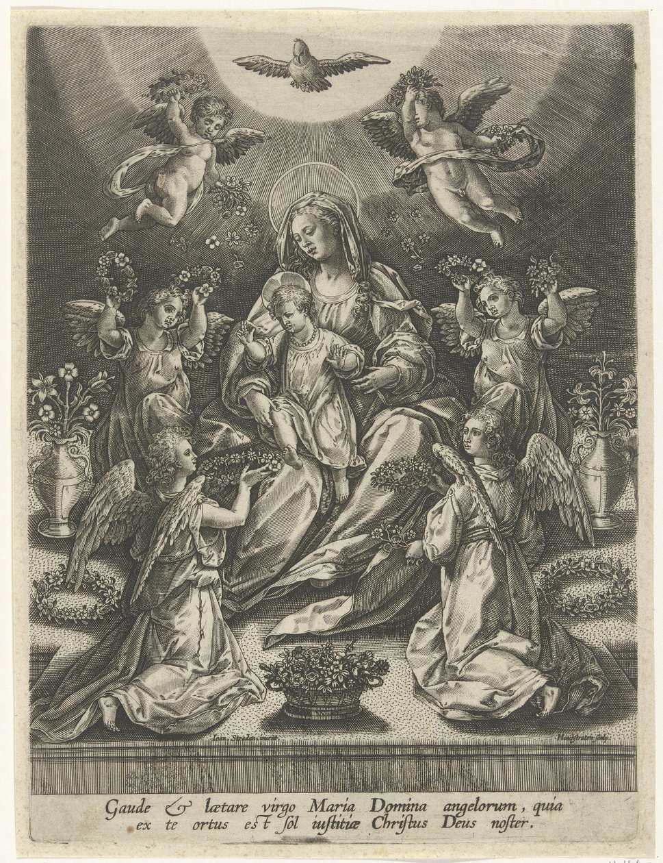 Madonna con bambino circondata da angeli da Samuel van Hoogstraten