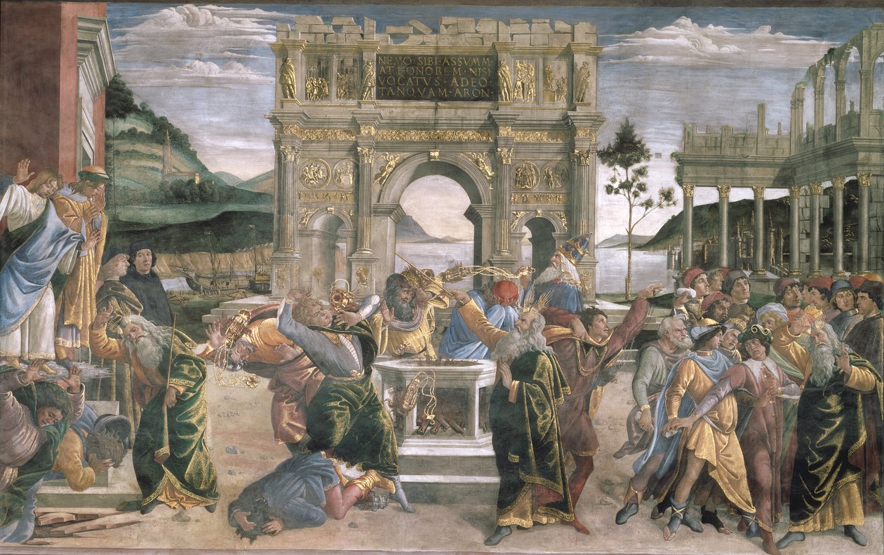 La punizione di Korah, Dathan e Abiram, 1481 da Sandro Botticelli