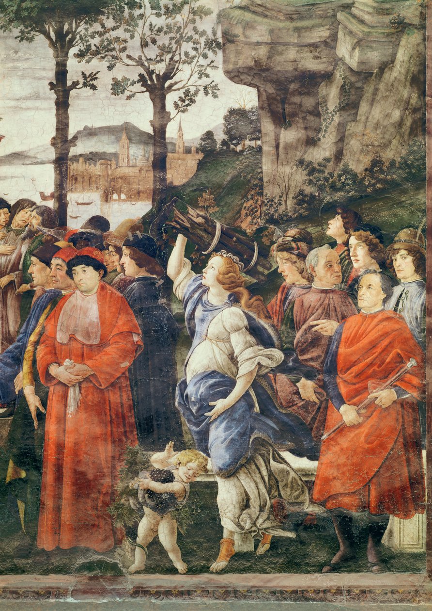 La purificazione del lebbroso e la tentazione di Cristo, dettaglio delle figure a destra, c.1481-83 (dettaglio) da Sandro Botticelli