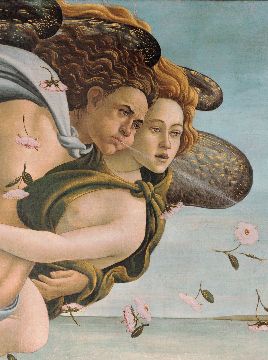 Zefiro e Clori, dettaglio da La nascita di Venere, c.1485 (dettaglio) da Sandro Botticelli