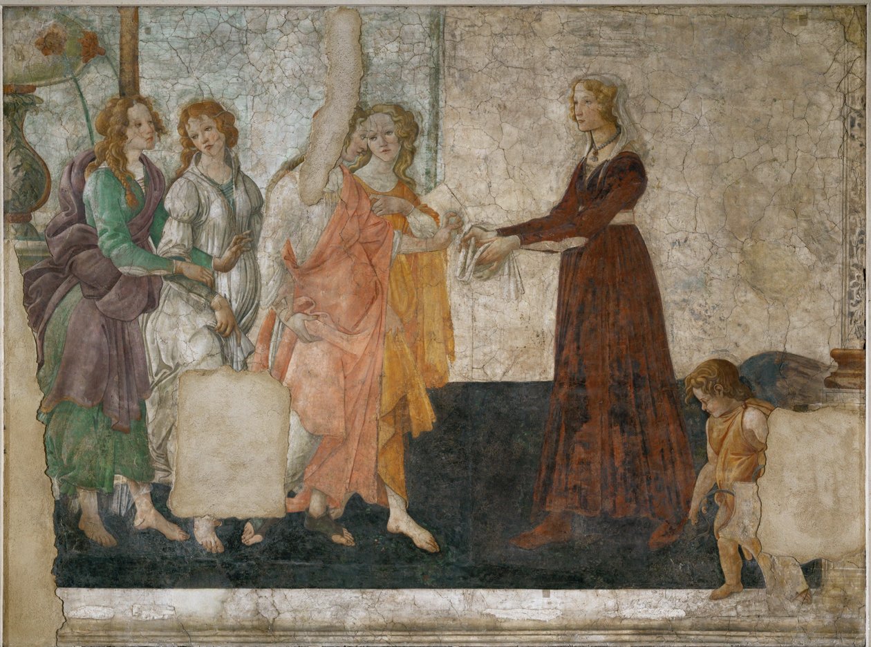 Venus et les graces offrant des presents a une jeune fille - Venere e le grazie offrono regali a una giovane ragazza Affresco ... da Sandro (1444/5-1510) Botticelli