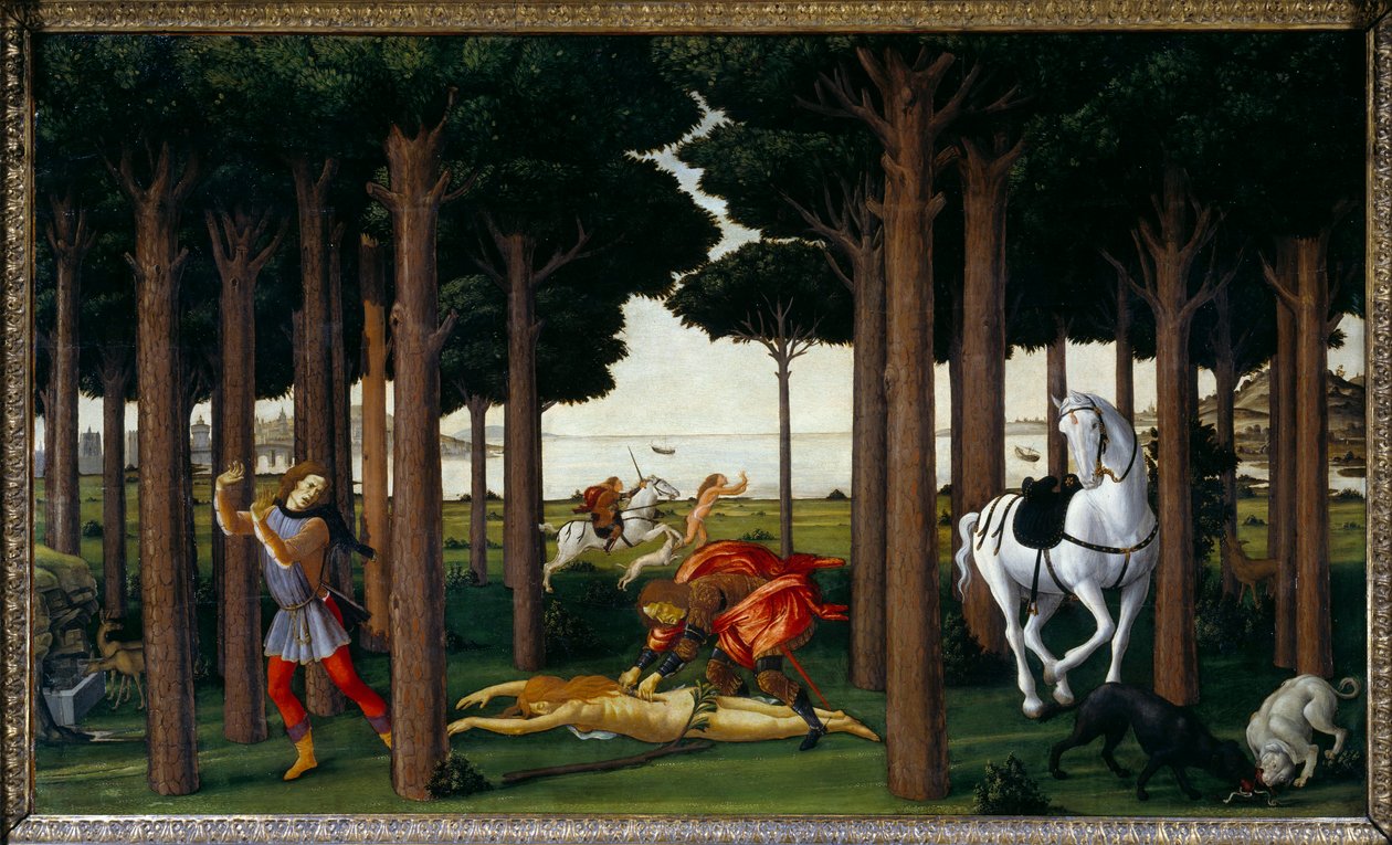 Storia di Nastagio degli Onesti: Caccia infernale da Sandro Botticelli