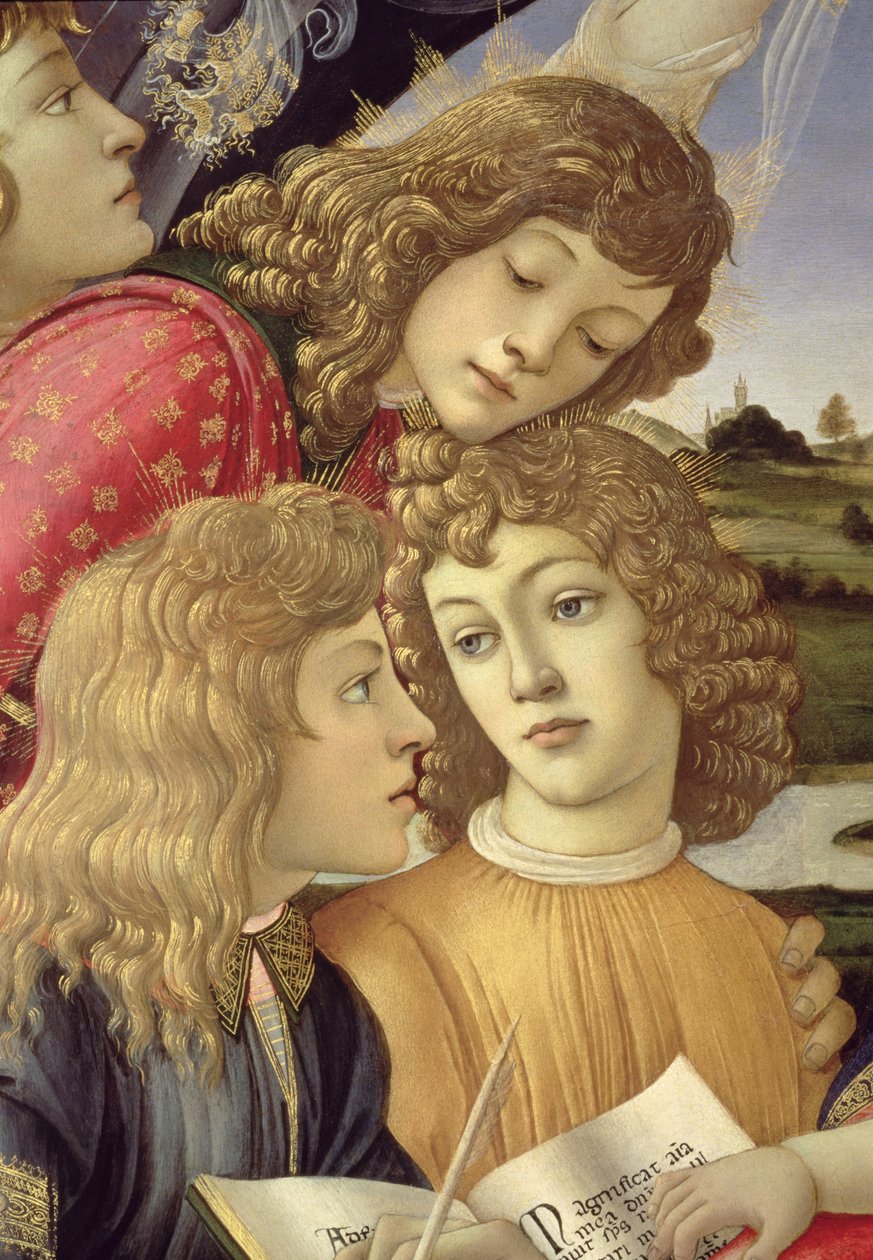 La Madonna del Magnificat, dettaglio di tre ragazzi da Sandro Botticelli