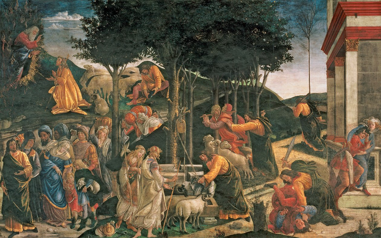 La giovinezza di Mosè, nella Cappella Sistina da Sandro Botticelli