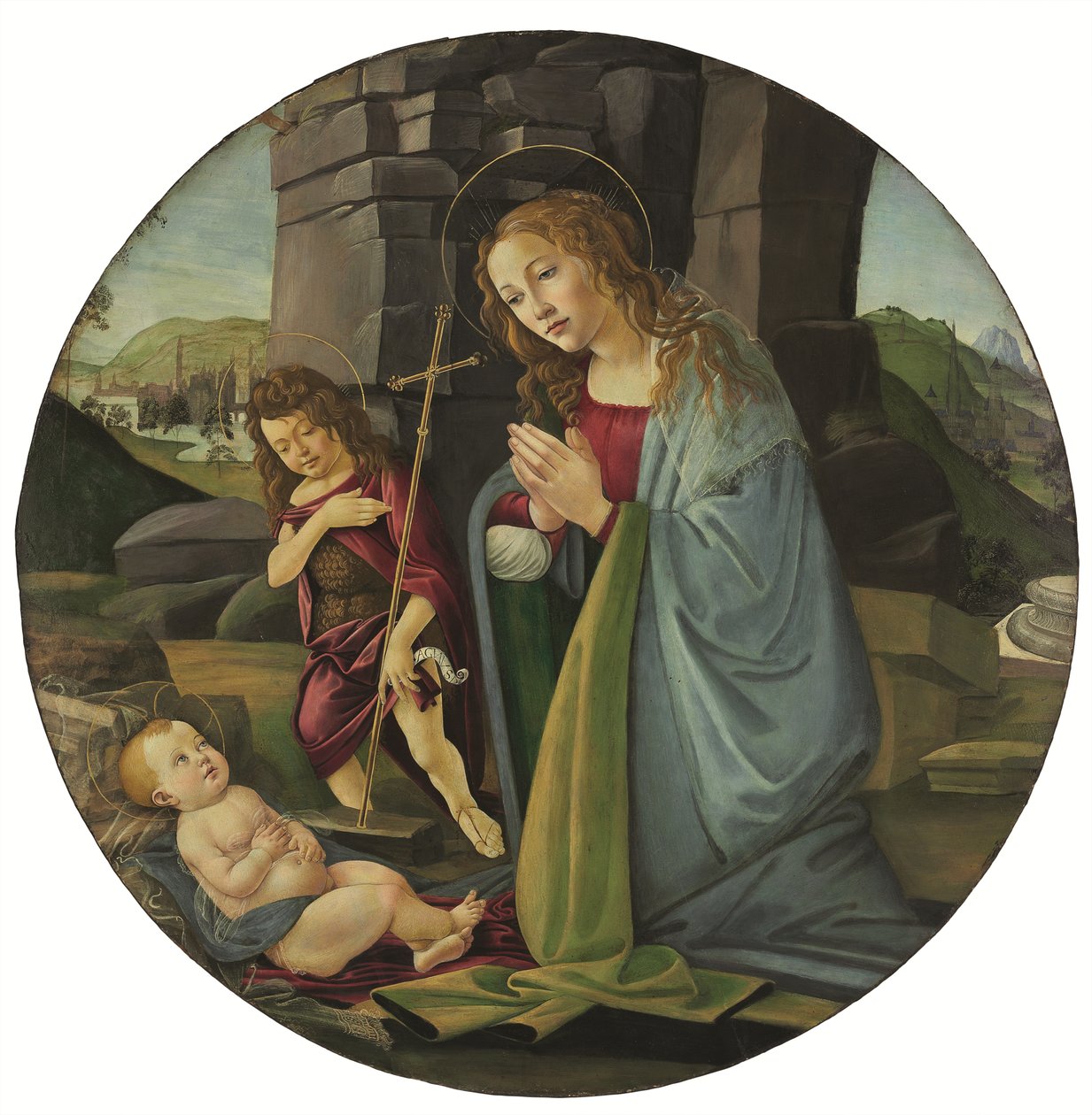 La Madonna in adorazione del Bambino con il giovane San Giovanni Battista (tempera e olio su tavola) da Sandro (and workshop) Botticelli