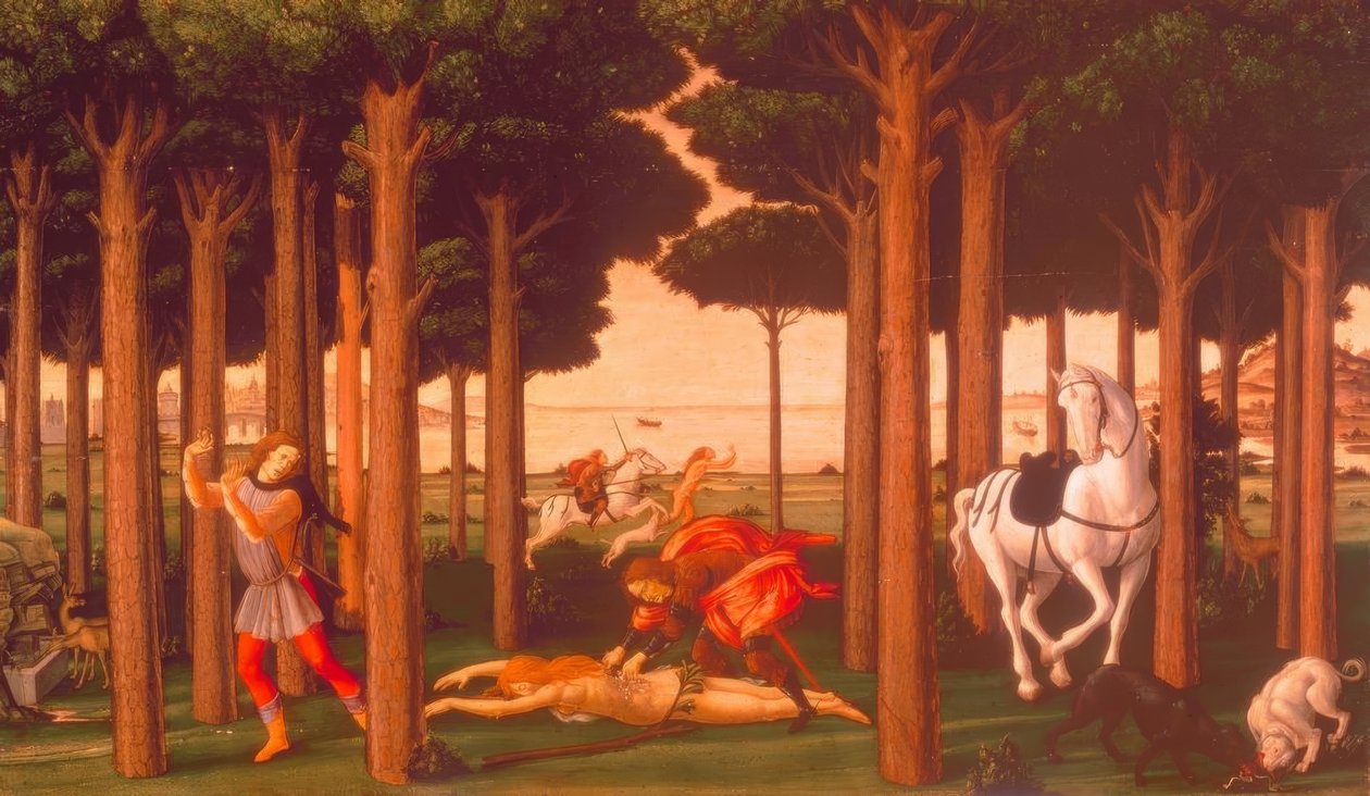 La storia di Nastagio degli Onesti II da Sandro Botticelli