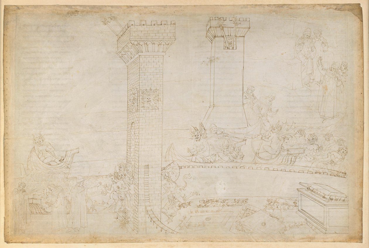 La Divina Commedia, Inferno VIII. Virgilio e Dante nel quinto cerchio dell’Inferno: gli irascibili nello Stige; alle porte della città di Dis da Sandro Botticelli