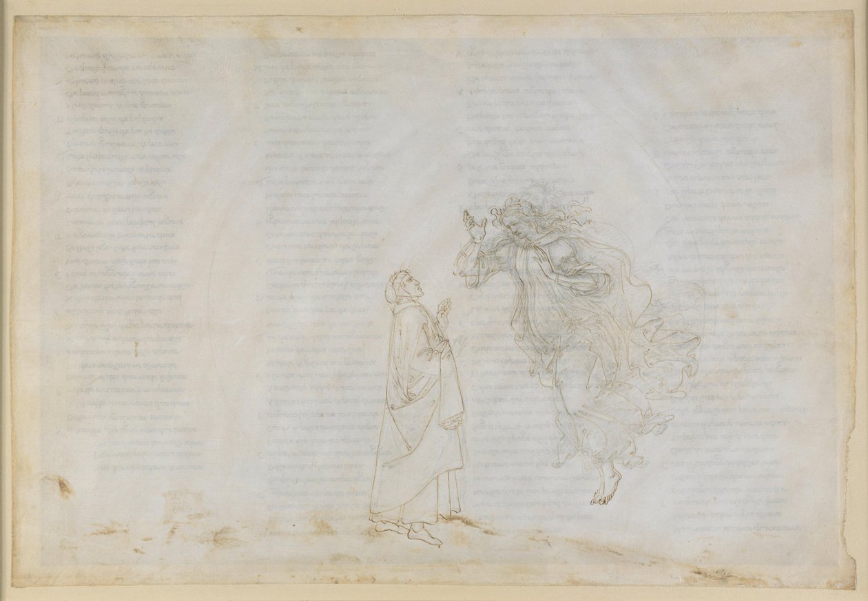 La Divina Commedia, Paradiso V. Prima sfera planitaria (cielo lunare): Beatrice illustra a Dante i principi del dispenso ecclesiastico; ascesa verso la sfera di Marte da Sandro Botticelli